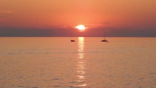 Zonsondergang Boven Kaspische Zee September 2019 Jaar Regio Mangistau — Stockvideo