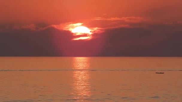 Pôr Sol Sobre Mar Cáspio Setembro 2019 Ano Região Mangistau — Vídeo de Stock