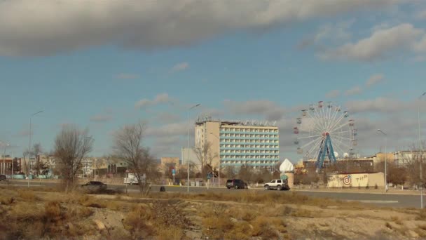 Ruota Panoramica Nella Città Aktau Kazakistan Gennaio 2020 Anno — Video Stock