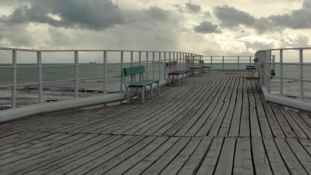 Old Pier Shore Caspian Sea December 2020 Year Kazakhstan Mangistau — Stockvideo