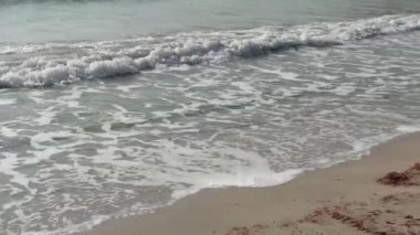 Sandy coast of the Caspian Sea. Kazakhstan. Mangistau region. 26 January 2020 year.