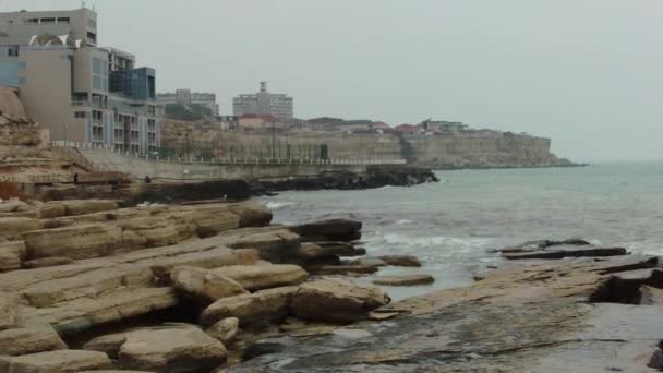 Des Falaises Bord Mer Cap Crétacé Mer Caspienne Aktau City — Video