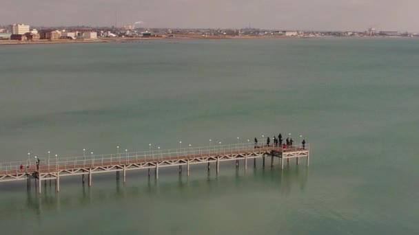 Coast Caspian Sea Pier Sea Aktau City Kazakhstan Mangistau Region — Stock Video