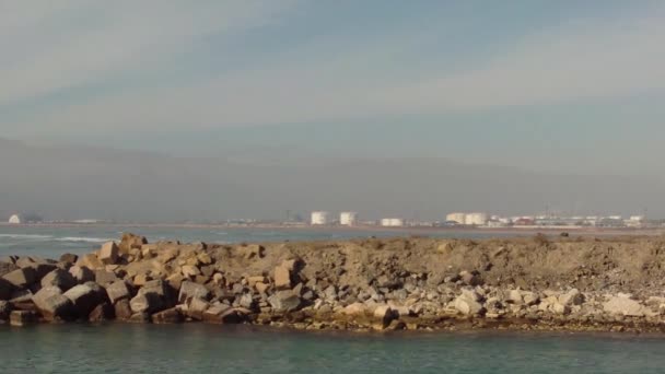 Water Intake Channel Desalination Sea Water Kazakhstan Mangistau Region Aktau — Stock Video