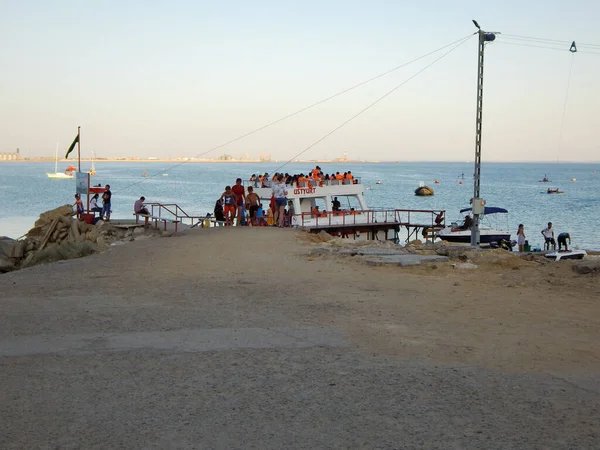 Jetty Voor Een Genot Catamaran Kaspische Zee Kazachstan Aktau Stad — Stockfoto