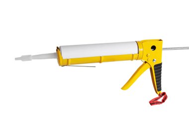 Dolgu için montaj silahı. Yakın plan. Beyaz arkaplan üzerinde izole edilmiş.