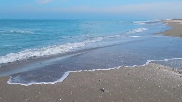 Sandy Coast Caspian Sea Kazakhstan Mangistau Region February 2020 Year — Stock Video