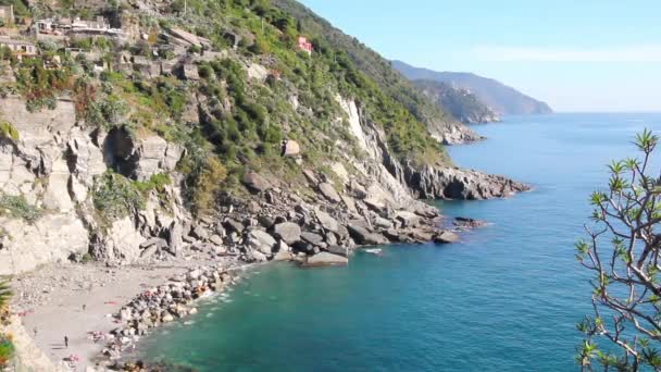 Pemandangan dari atas kastil Vernazza, Cinque Terre, Italia — Stok Video