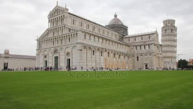 Piazza dei Miracoli 'deki Baptistery, Cathedral ve Leaning Tower (Mucizeler Meydanı), Pisa, Toskana, İtalya