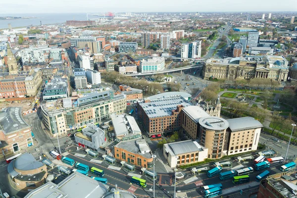 Luchtfoto van Liverpool, Engeland, Verenigd Koninkrijk — Stockfoto