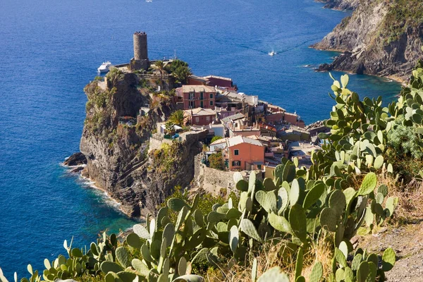 Widok z lotu ptaka Vernazzy w Cinque Terre, Włochy — Zdjęcie stockowe