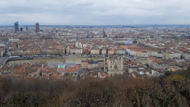 Luchtfoto Van Lyon Frankrijk — Stockvideo