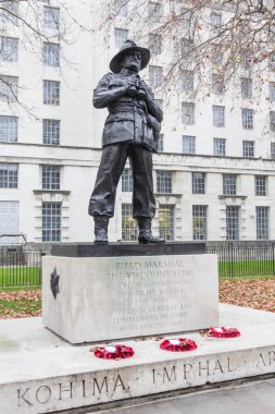 Londra, İngiltere 'de Vikont Slim heykeli