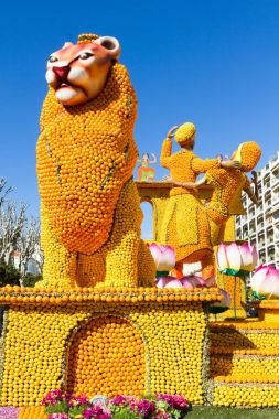 Limon ve portakal Menton, Fransa ünlü limon Festivali (Fete du ağaç kavunu) sanat yapılmış