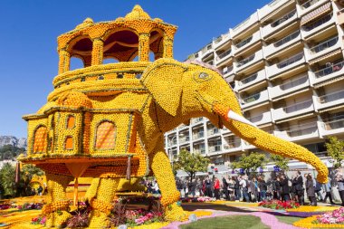 Limon ve portakal Menton, Fransa ünlü limon Festivali (Fete du ağaç kavunu) sanat yapılmış