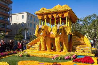 Limon ve portakal Menton, Fransa ünlü limon Festivali (Fete du ağaç kavunu) sanat yapılmış