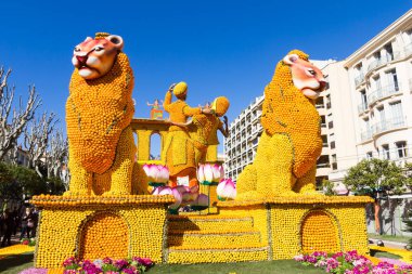 Limon ve portakal Menton, Fransa ünlü limon Festivali (Fete du ağaç kavunu) sanat yapılmış