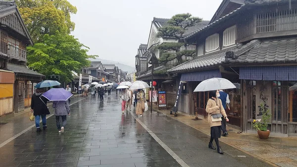 Oharaimachi Ise Japan Απριλίου 2019 Άνθρωποι Περπατούν Ένα Δρόμο Στο — Φωτογραφία Αρχείου