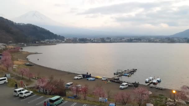 Paesaggio Con Monte Fuji Suo Riflesso Lago Ashi Hakone Giappone — Video Stock