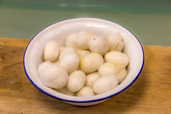 Seidenkokons Zur Herstellung Von Kleidung — Stockfoto