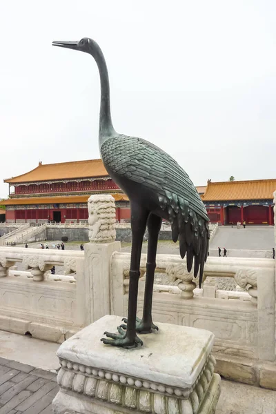 Estatua Grúa Ciudad Prohibida Beijing China Estatua Simboliza Longevidad Paz —  Fotos de Stock