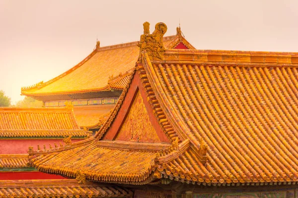 Tradycyjne Dachy Pekinie Zakazane Miasto Chiny — Zdjęcie stockowe