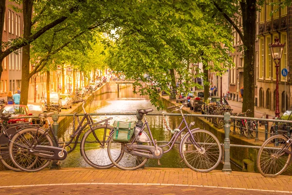 Amsterdam Canal Bikes Netherlands — Stock Photo, Image
