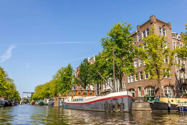 Boot Huis Amsterdam Nederland — Stockfoto
