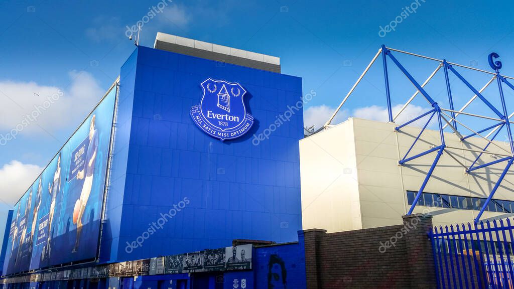 Liverpool, England - 1 April, 2017: View of the Goodison Park stadium, home of Everton Football Club. The stadium name comes from the abridgation of 
