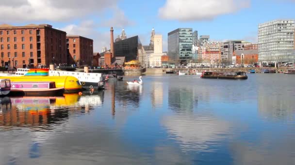 Liverpool Anglia 2017 Április View Albert Dock Szerkezeti Nélkül Építve — Stock videók