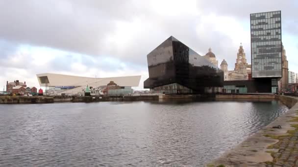 Vista Del Albert Dock Liverpool Reino Unido — Vídeo de stock