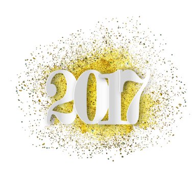 Yeni yıl için altın glitter üzerinde metin 2017.