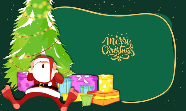 Santa con cajas de regalo para Feliz Navidad . — Vector de stock