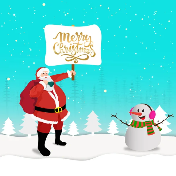 サンタ クロースとクリスマスの雪だるま. — ストックベクタ
