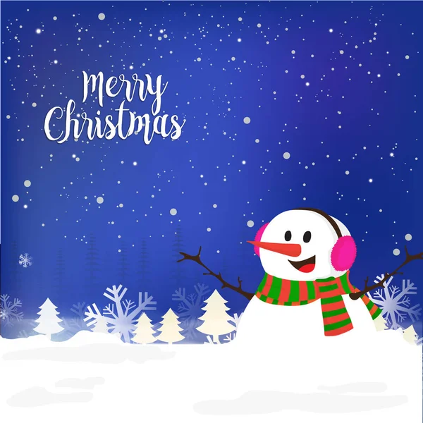 Schattig Snowman voor Merry Christmas celebration. — Stockvector