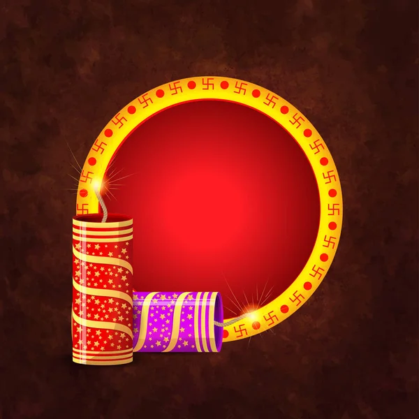 Frame met Crackers voor Diwali viering. — Stockvector