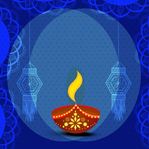 Grußkarte für ein fröhliches Diwali-Fest. — Stockvektor