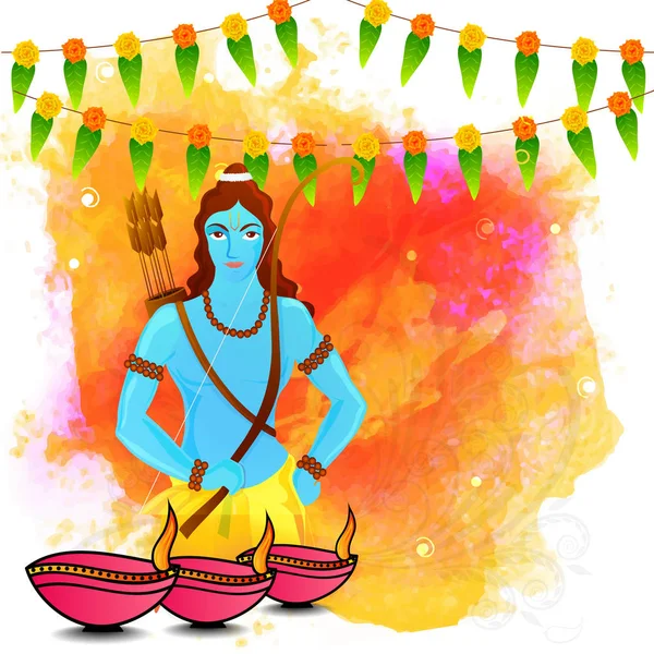 Señor Rama para la celebración de Dussehra y Diwali . — Archivo Imágenes Vectoriales