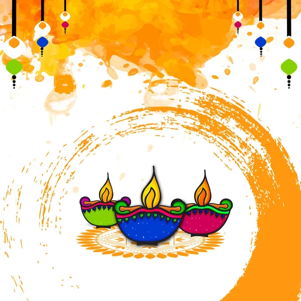 Tarjeta de felicitación para feliz celebración diwali . — Vector de stock