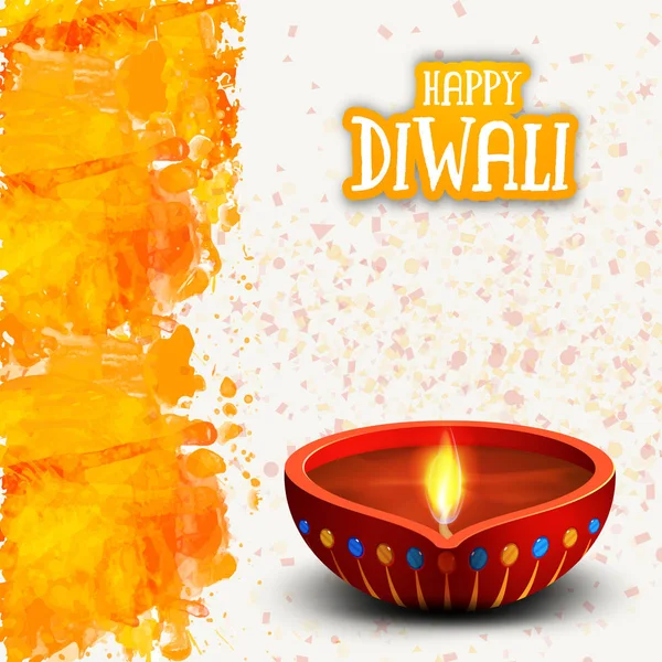 Carte de voeux avec lampes à huile pour Happy Diwali . — Image vectorielle