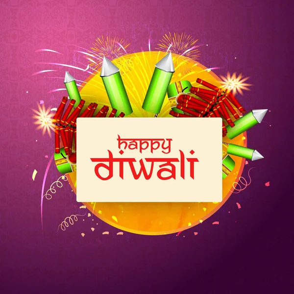 Joyeuse fête de Diwali avec pétards . — Image vectorielle