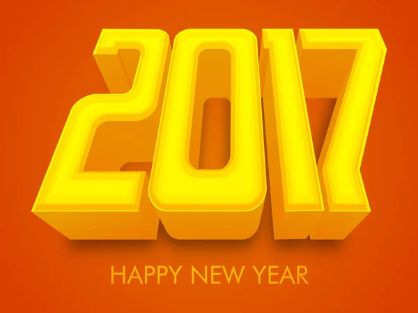 3D Text 2017 for Happy New Year celebration. — Stock Vector