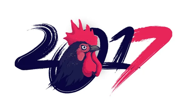 Testo alla moda 2017 con gallo per il capodanno cinese . — Vettoriale Stock