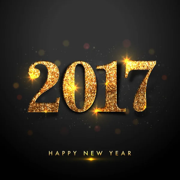 Golden Text 2017 for New Year Celebration. — Stock Vector