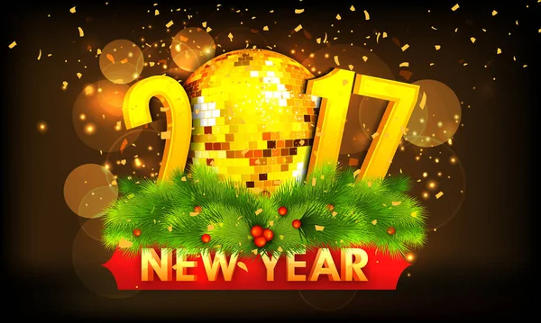 3D golden text for New Year 2017 celebration. — Stock Vector