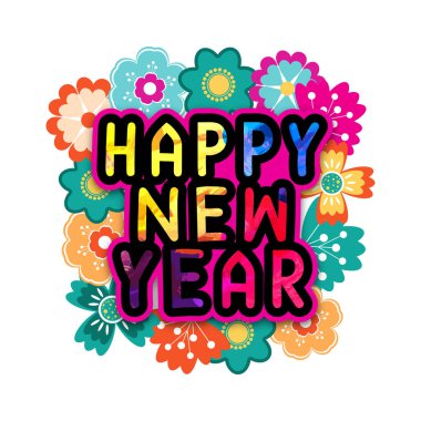 Mutlu yeni yıl kutlama için tebrik kartı.