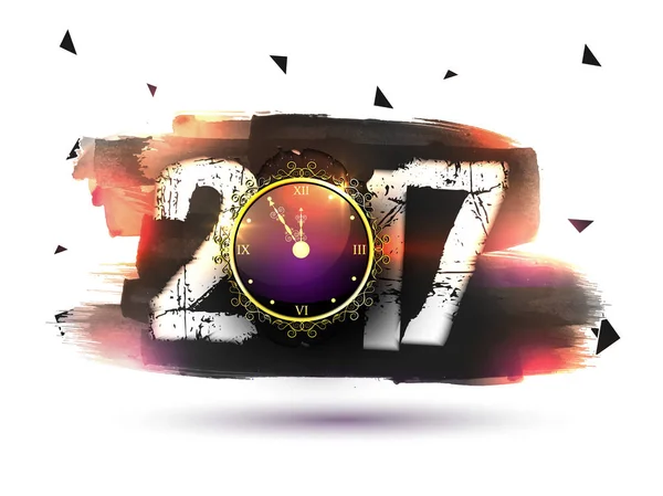 Texto 2017 con reloj para la celebración de Año Nuevo . — Archivo Imágenes Vectoriales