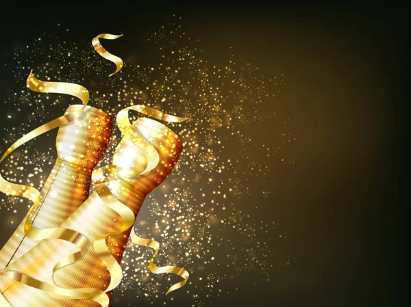 Gouden champagneflessen voor partij viering. — Stockvector