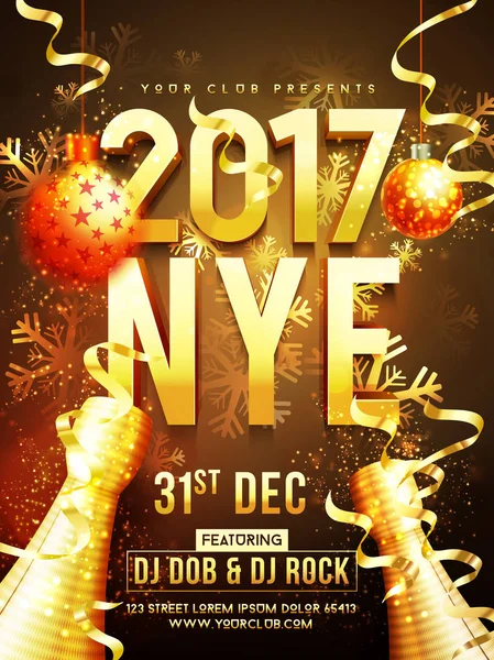 Template, banner or flyer for New Year Party. — Stock Vector