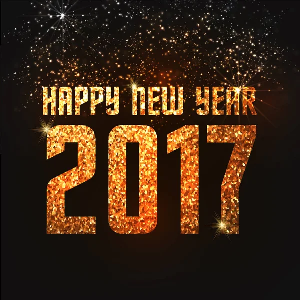 Golden glittering text for New Year 2017. — Stock Vector